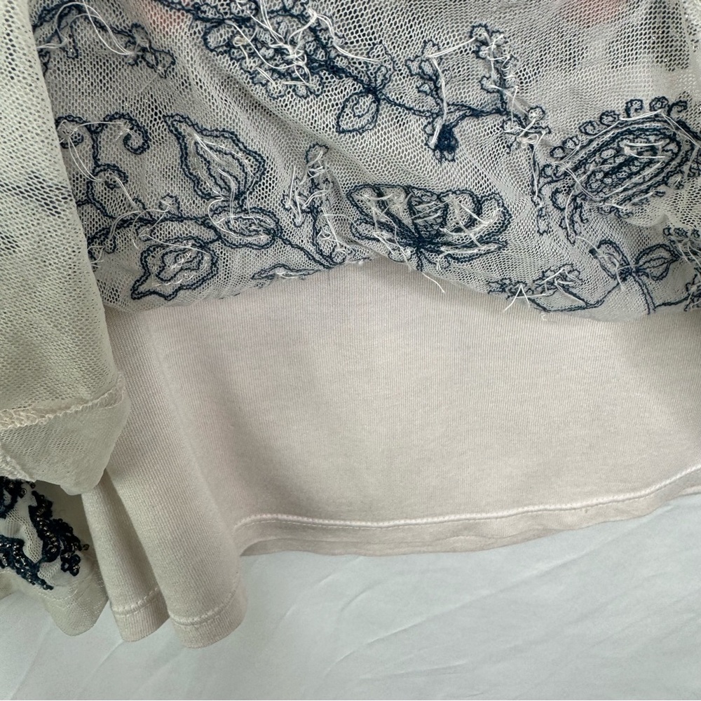 Sundance White Embroidered Blouse Sheer Arms, Beaded Boho Beautiful Top Small - Picture 7 of 10